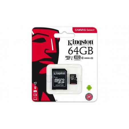 Memoria microSDHC KINGSTON canvas 10 uhs-i 64GB